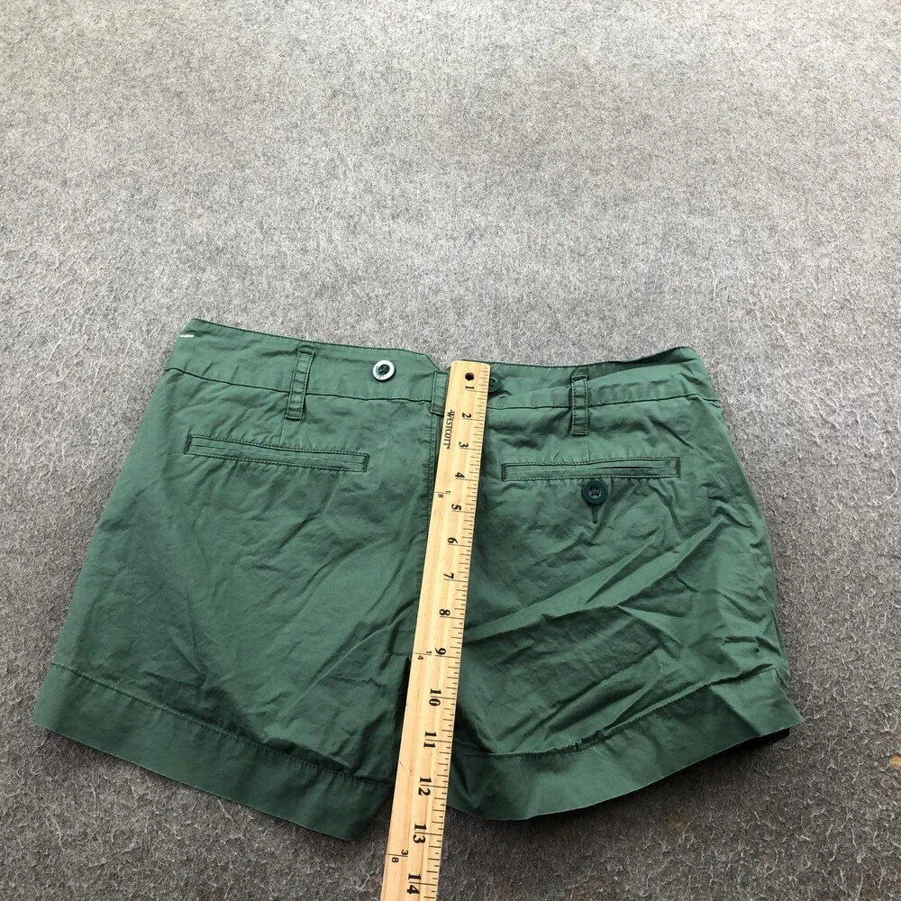 Paper Boy Shorts Womens 32 Green Chino Canvas Flat Front 4 Inseam Casual Summer